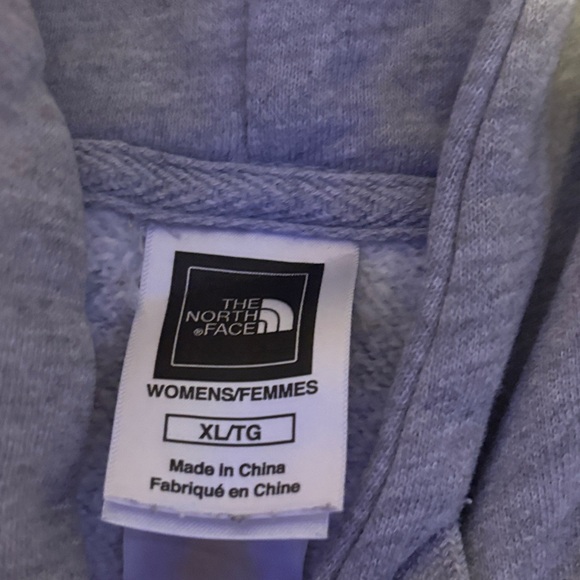 The North Face Heather Gray Hoodie with Vibrant Blue Logo - Picture 2 of 4
